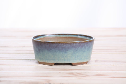 Willow Bonsai Ceramics Oval A Bonsai Pot – 5 Inch (Glacier)