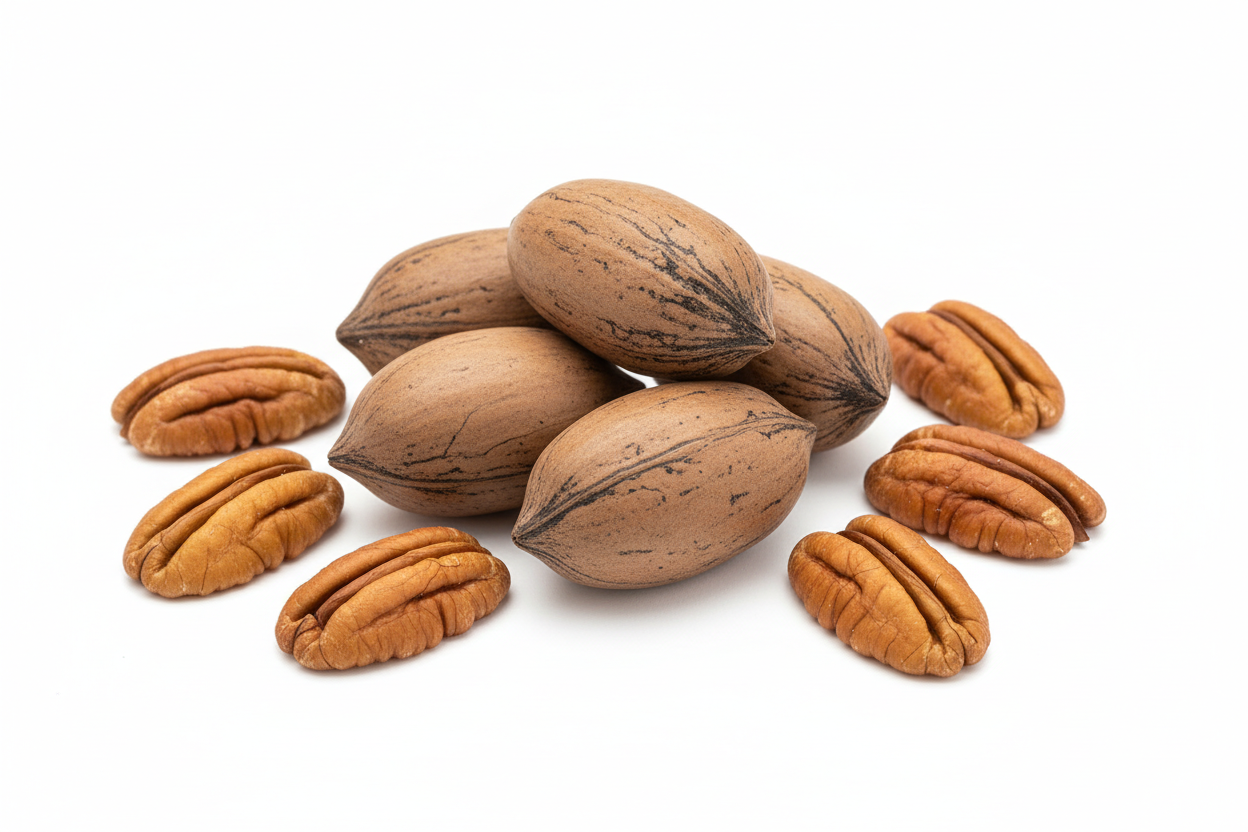 create a picture of pecans with a white background