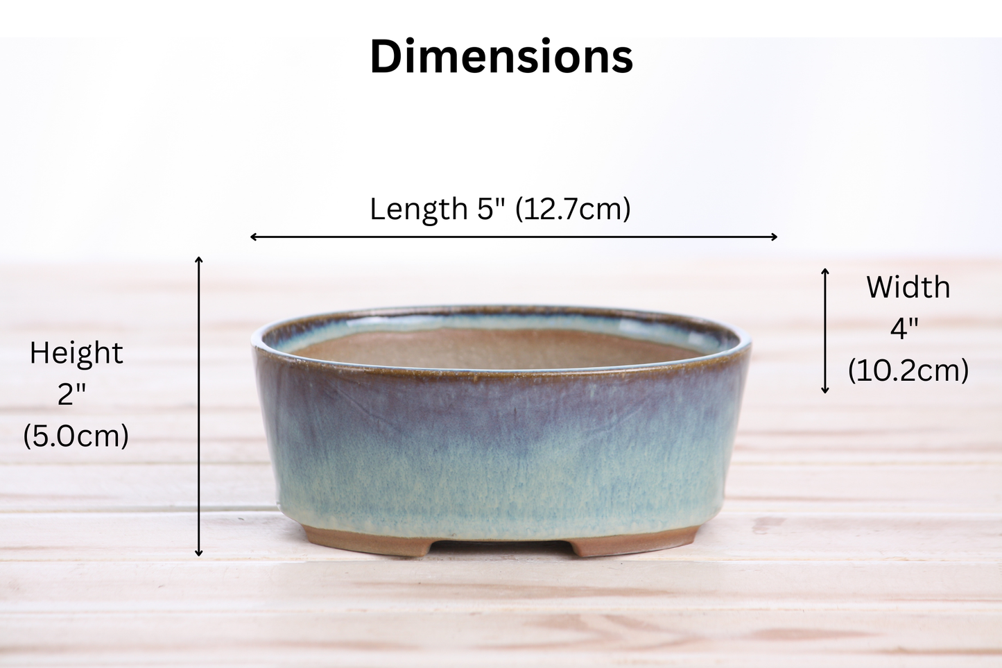 Willow Bonsai Ceramics Oval A Bonsai Pot – 5 Inch (Glacier)