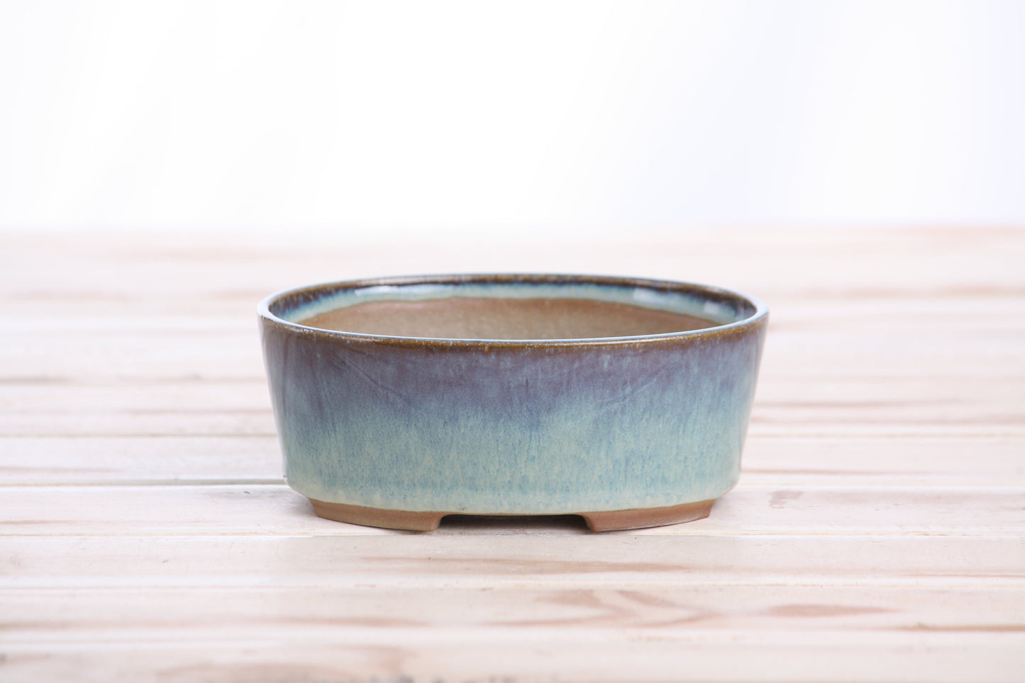 Willow Bonsai Ceramics Oval A Bonsai Pot – 5 Inch (Glacier)