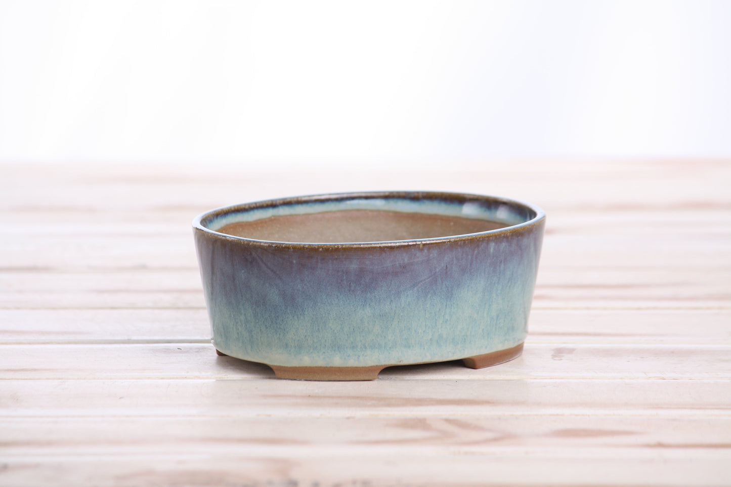 Willow Bonsai Ceramics Oval A Bonsai Pot – 5 Inch (Glacier)