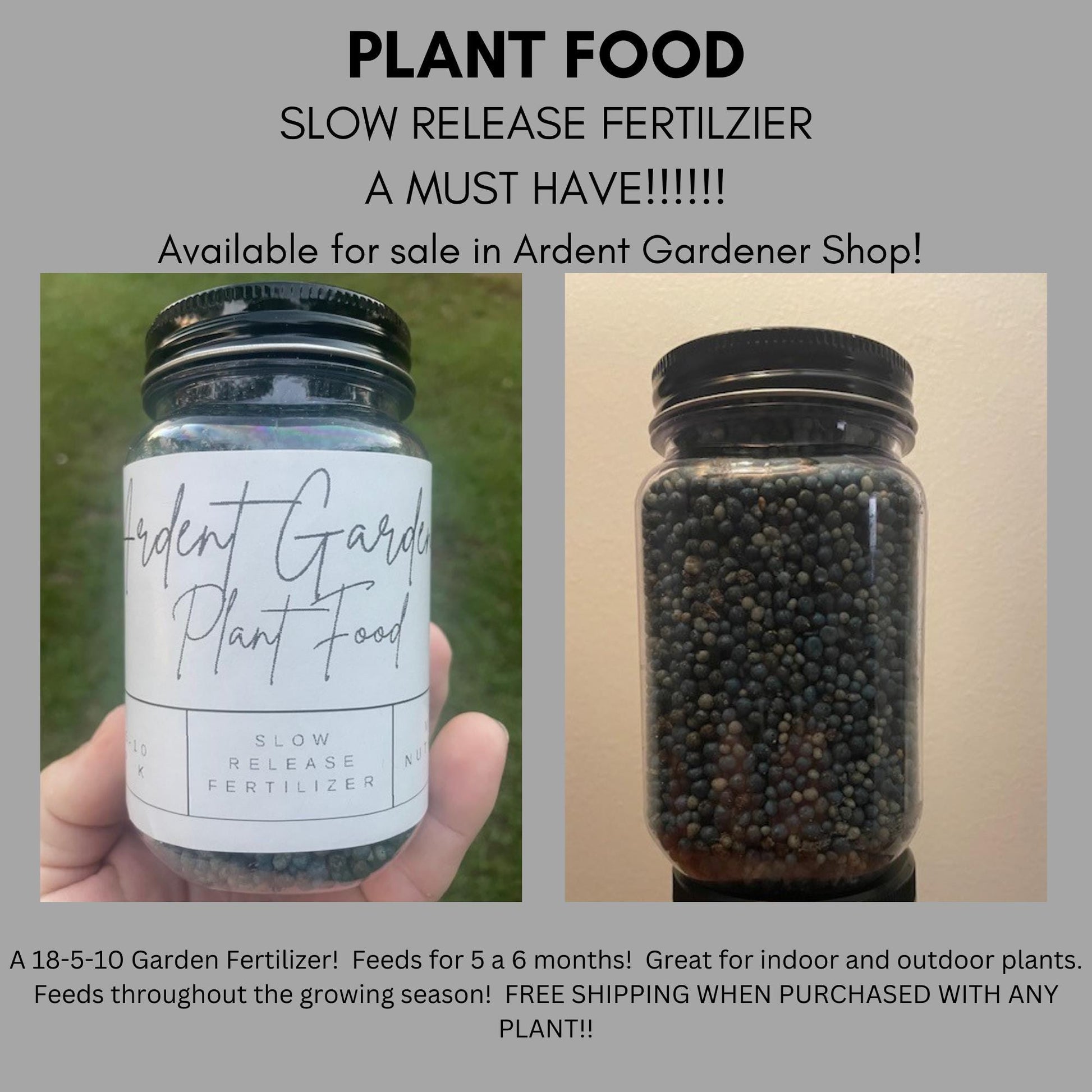 PLANT FOOD 18-5-10 Garden Fertilizer, Feeds for 5 - 6 months, Great for all plants, Slow Release Fertilizer, Garden Supplies, Plant Nutrient
