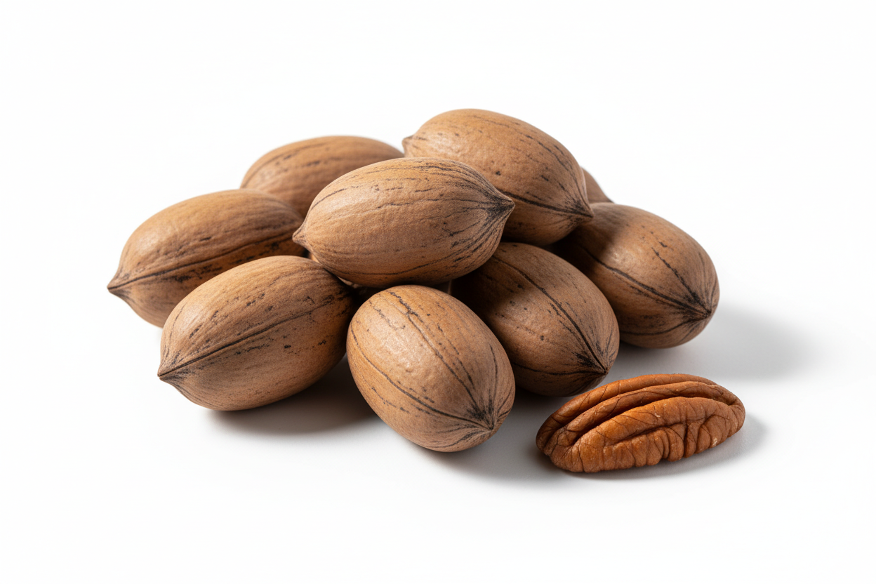 make another picture of pecans in shells with white back ground