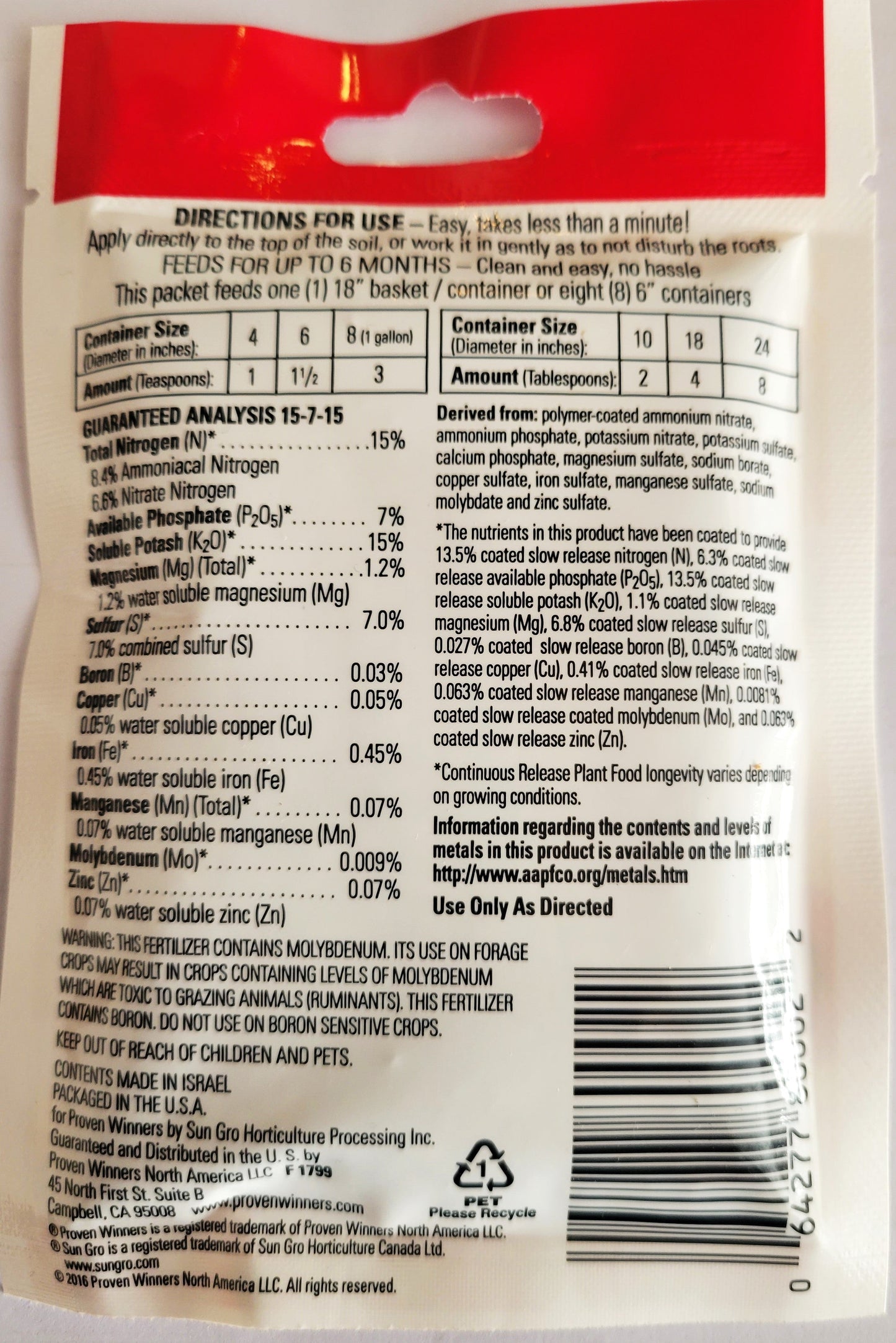 Proven Winners ® Premium Continuous Release Plant Food | 2 Ounce Packets